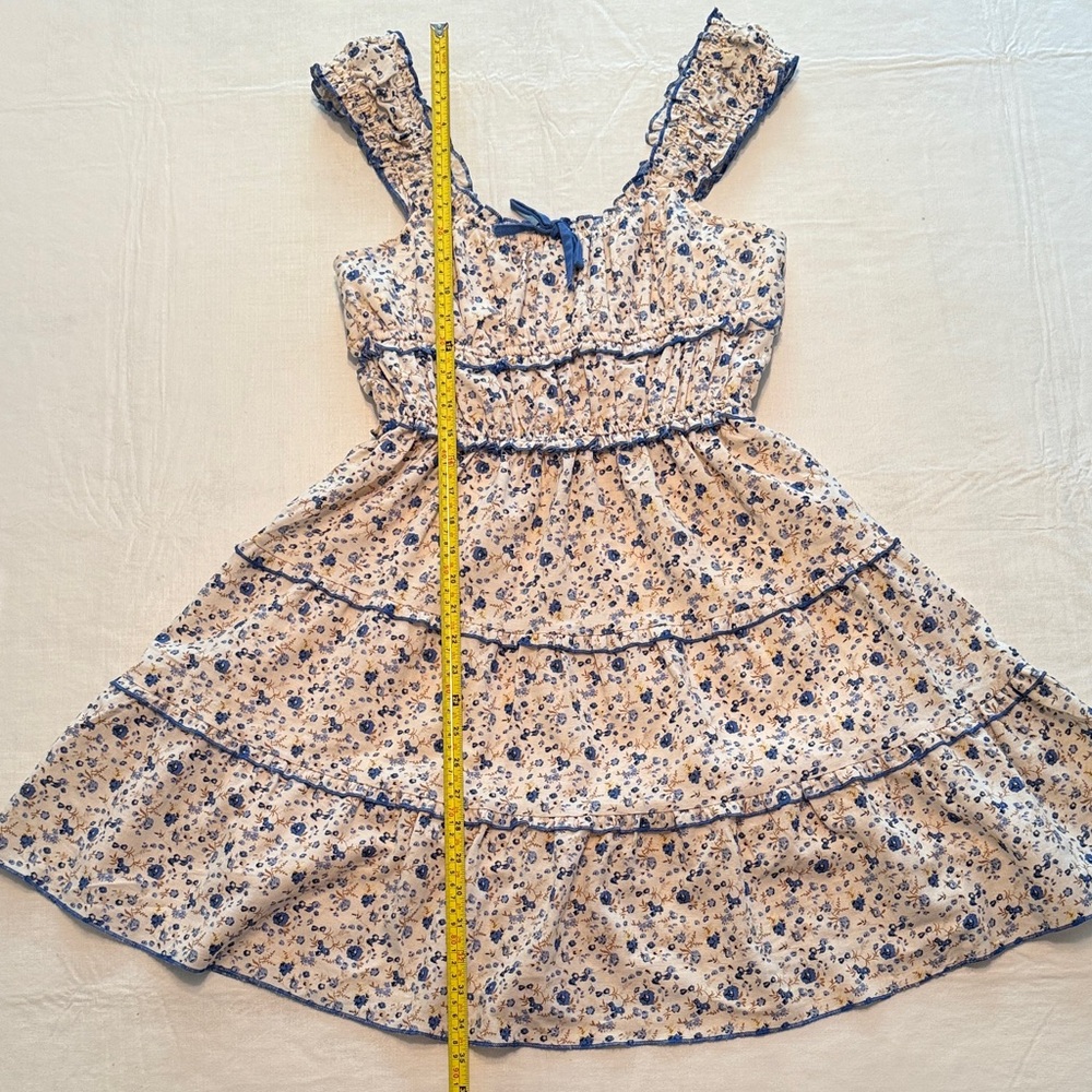 Japna Women's Blue Beige Floral Ruched Sundress Size M - Picture 11 of 14
